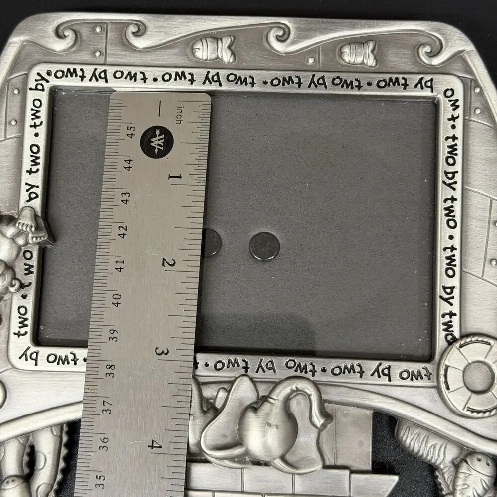 Pewter Baby Photo Frame ~ Noah's Ark Two By Two Malden Int. Holds 3.5 x 5 Photo